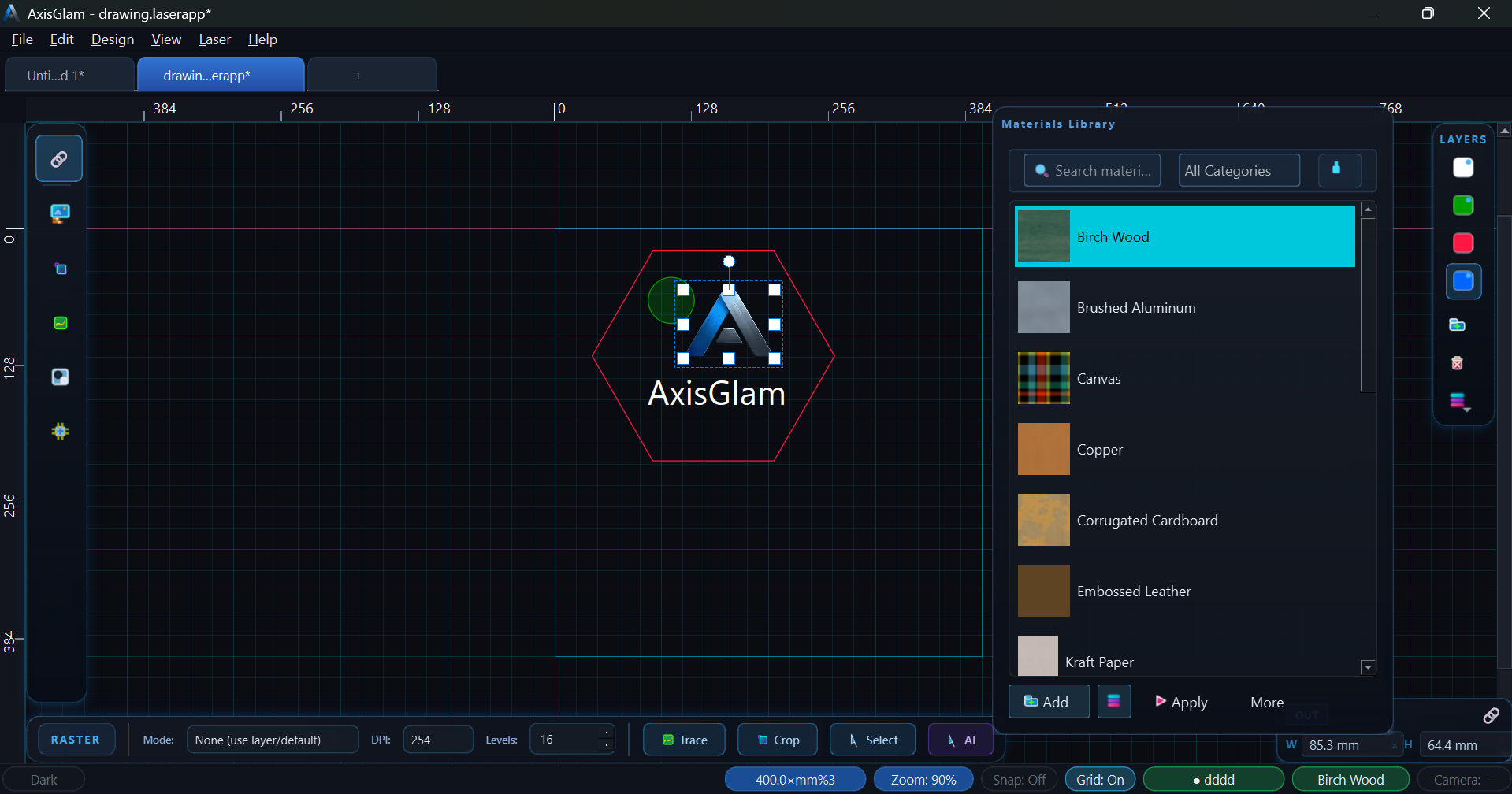 Material library with EasySet cloud presets